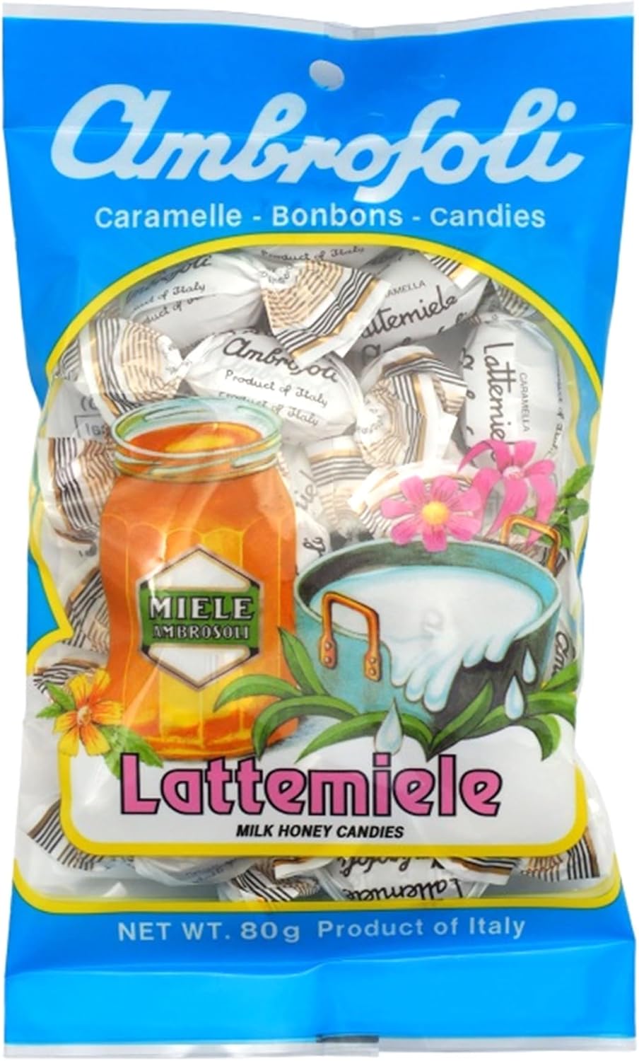 Ambrosory Milk Honey, 2.8 oz (80 g), Individually Packaged, Honey, Made in Italy, Souvenir, Commercial Use, Candy, 7RabbitRiogrand Original Sticker Included [Trademark Registration No. 667215]