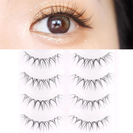 False Eyelashes, 5 Pairs Natural False Eyelashes, Natural Eyelashes, Actress Eyelashes, Thin Makeup, Waterproof, Daily Use, Long Lasting, DIY Eyelashes at Home, Natural, Handmade, Ultra