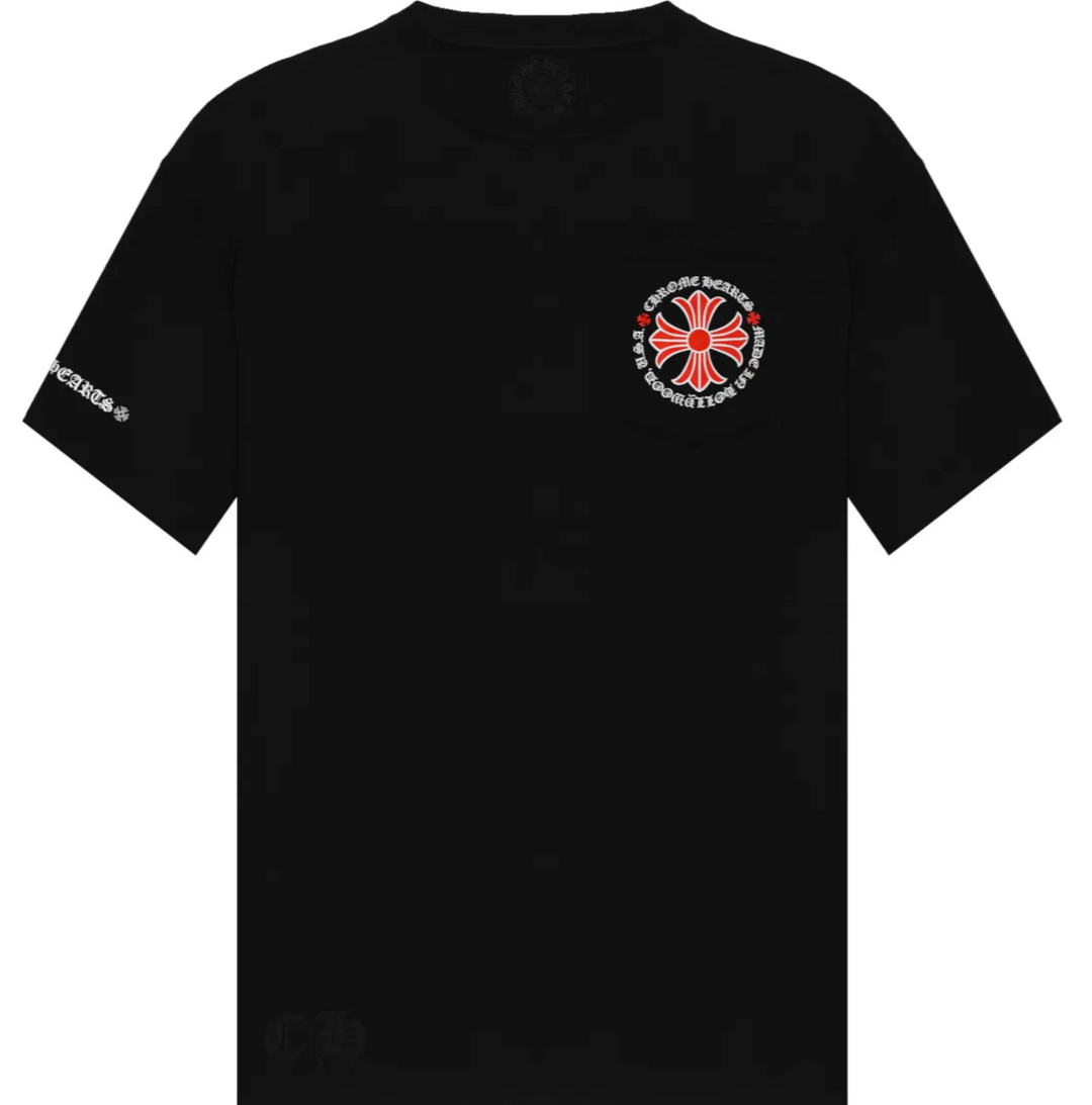 CHROME HEARTS 'RED PLUS CROSS' BLACK TEE