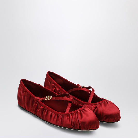 Dolce  Gabbana ドルチェ＆ガッバーナレッドサテンバレリーナ - Image 1