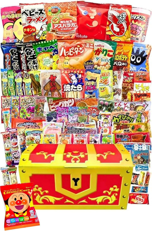 Dagashi Assortment Candy Assortment Anpanman [Discount with purchase of 2 or more Candy Treasure Boxes - Check Promotional Information!] 71-Piece Set, Dagashi Set, Small Bag Candy, Present, Gift