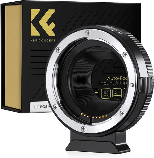 K&F Concept Electronic Mount Adapter, EF-EOS M, Canon EF/EF-S Mount Lens to Canon Compatible, EF M Mount Camera Converter, EF-EOSM AF Function, Auto Focus, Aperture Adjustable, Image Stabilization