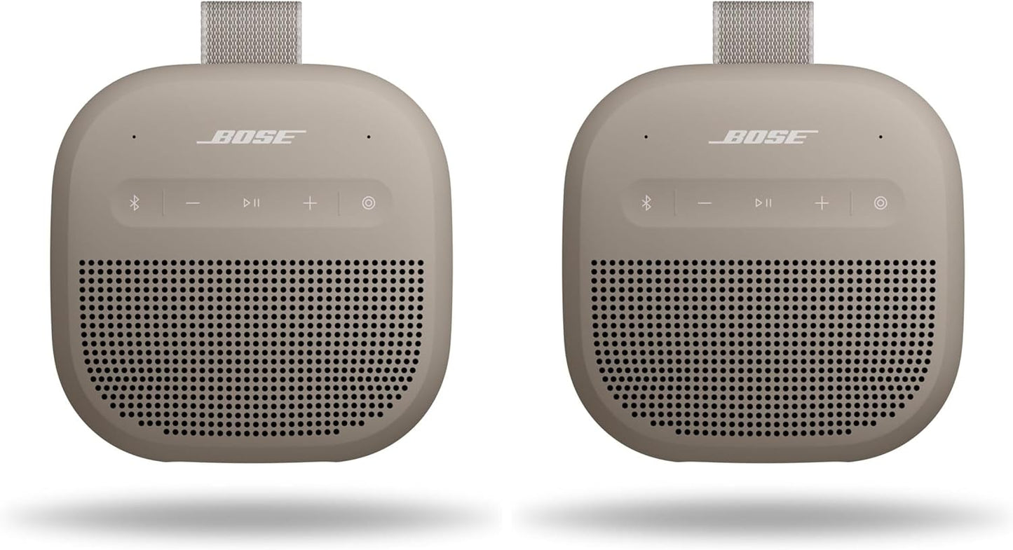 Bose SoundLink Micro Portable Speaker (2nd Generation) Up to 12 Hours of Continuous Playback Waterproof Dustproof Bluetooth Mini Outdoor Speaker Sandstone (x2)