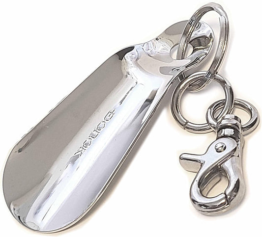 Kondo Bracias Shoe Horn Portable Shoehorn Brass Stylish Hand Shoe Horn Made in Japan Key Chain Carabiner Hook Nickel Silver