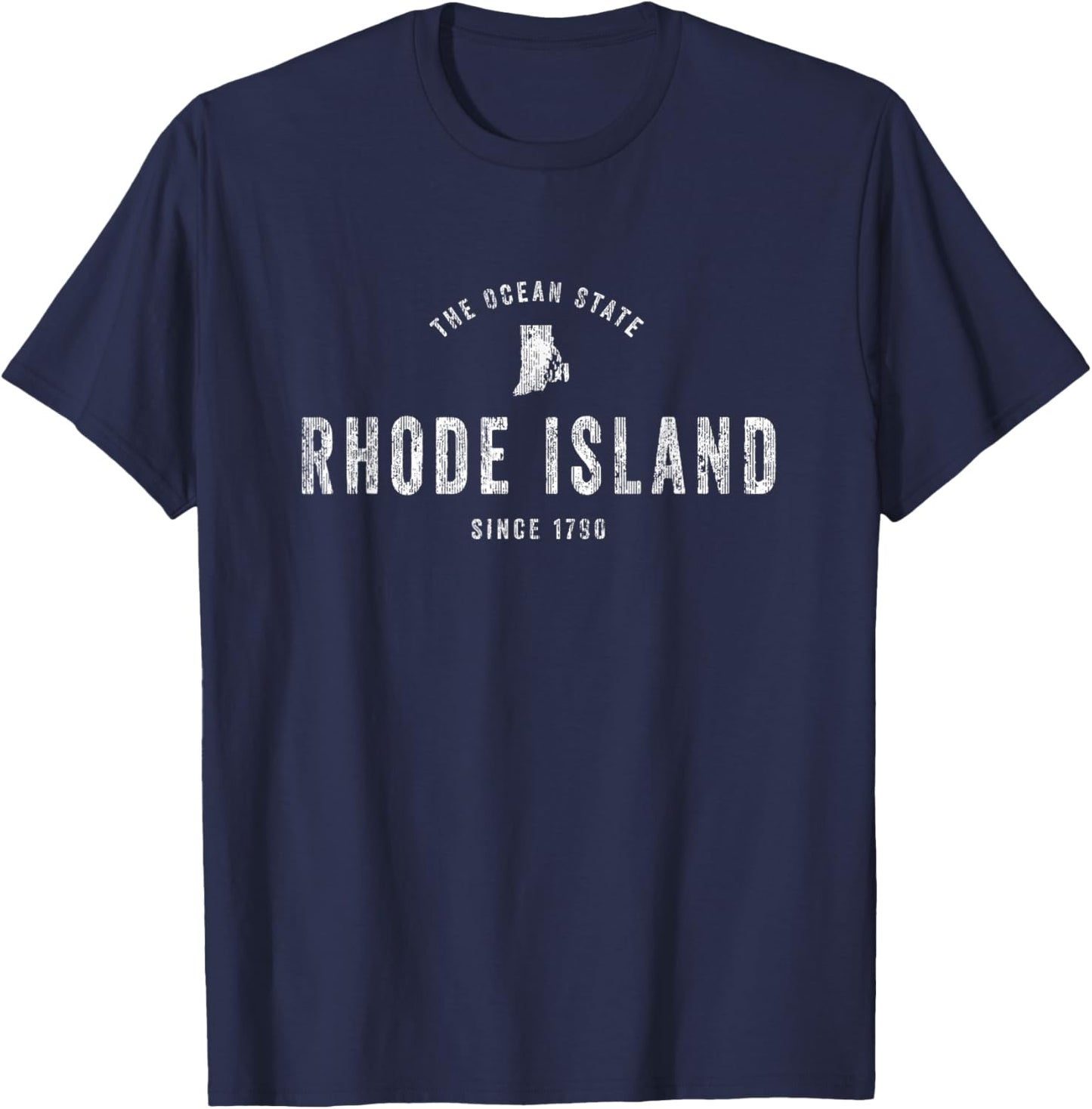 Rhode Island - Camiseta deportiva vintage con diseño retro RI