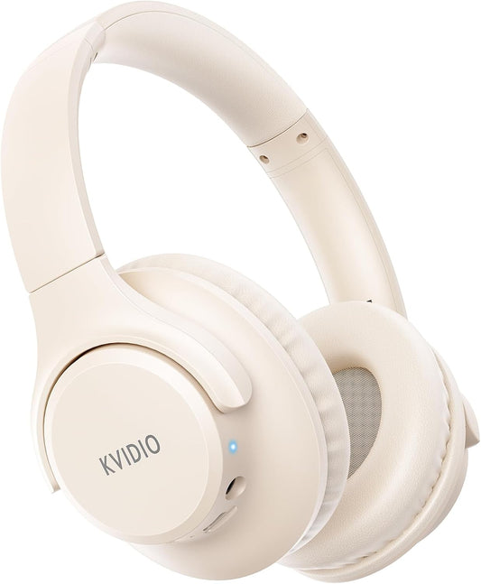 KVIDIO Wireless Headphones, Bluetooth 6.0, 65 Hours Playback, 1.6 inches (40 mm), HD Driver Unit, Over-Ear Headphones, Built-in Mic, Headphones, Wired Wireless, Dual Use, Noise Isolation, Sealed Type