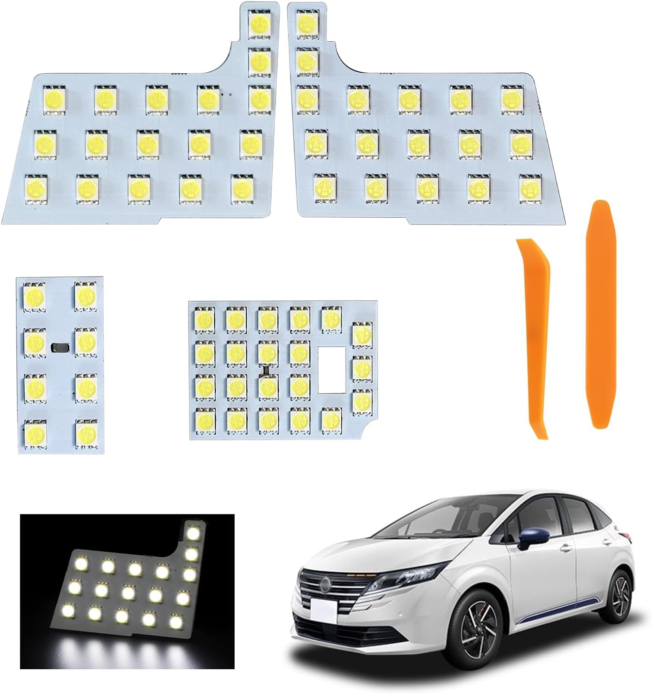 Notebook E13 LED Room Lamp Set, Nissan, New Notebook, E13/SNE13, Compatible with Notebook Aura FE13/FSNE13, Interior Light, Custom Interior Parts, White, 6500K LED, Car Light, Genuine
