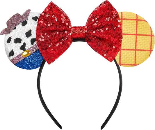 LYLIN Glitter Mouse Ears Headband with Glitter Bow for Kids Women Hair Accessories for Birthday Parties Cosplay Party Decoration (Toy Story)
