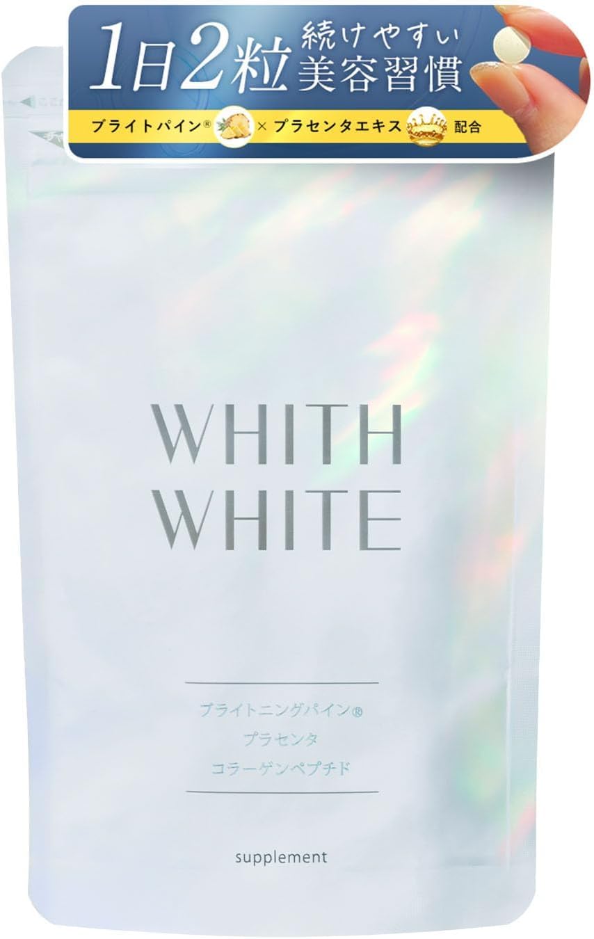 【Supporting the glowing me from within】WHITH WHITE Nutritional Supplement WHITH WHITE Beauty Supplement Inner Care 60 Tablets｜Contains Ceramide, Placenta, Collagen｜Made in Japan (60 Tablets) For a new