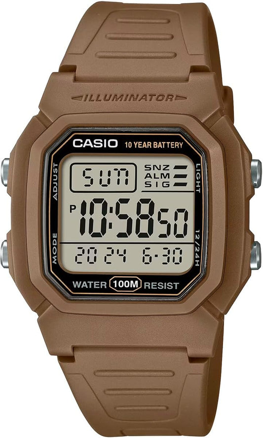 Casio W-800 Series Standard Digital Men's Watch, Brown W-800H-5AV