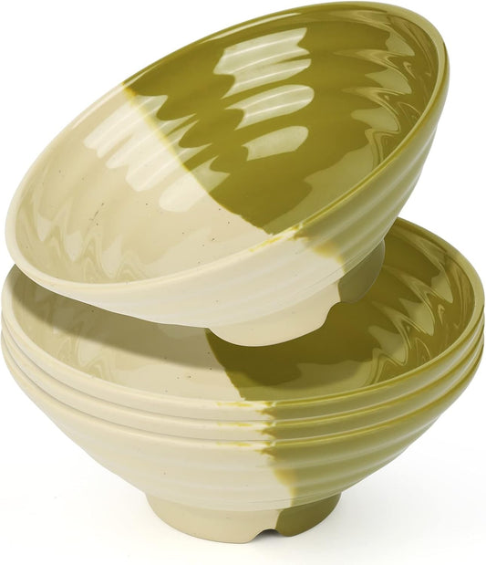 Ramen Bowl, Instant Ramen Bowl, For Udon, Buckwheat & Noodles, Breakfast, Melamine Soup Bowl, Dishwasher Safe, Udon Soba for Asian Noodles, Set of 6, Chopsticks and Spoon Set (Color: 4 sets/Gradient, Size: 8 inches)