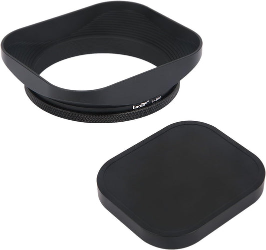 Haoge LH-B58T 58mm Square Metal Screw-in Mount Lens Hood Shade with Cap for Canon Nikon Sony Leica Leitz Carl Zeiss Voigtlander Nikkor Fujifilm Olympus 58mm Lens and Other 58mm Filter Thread Lenses