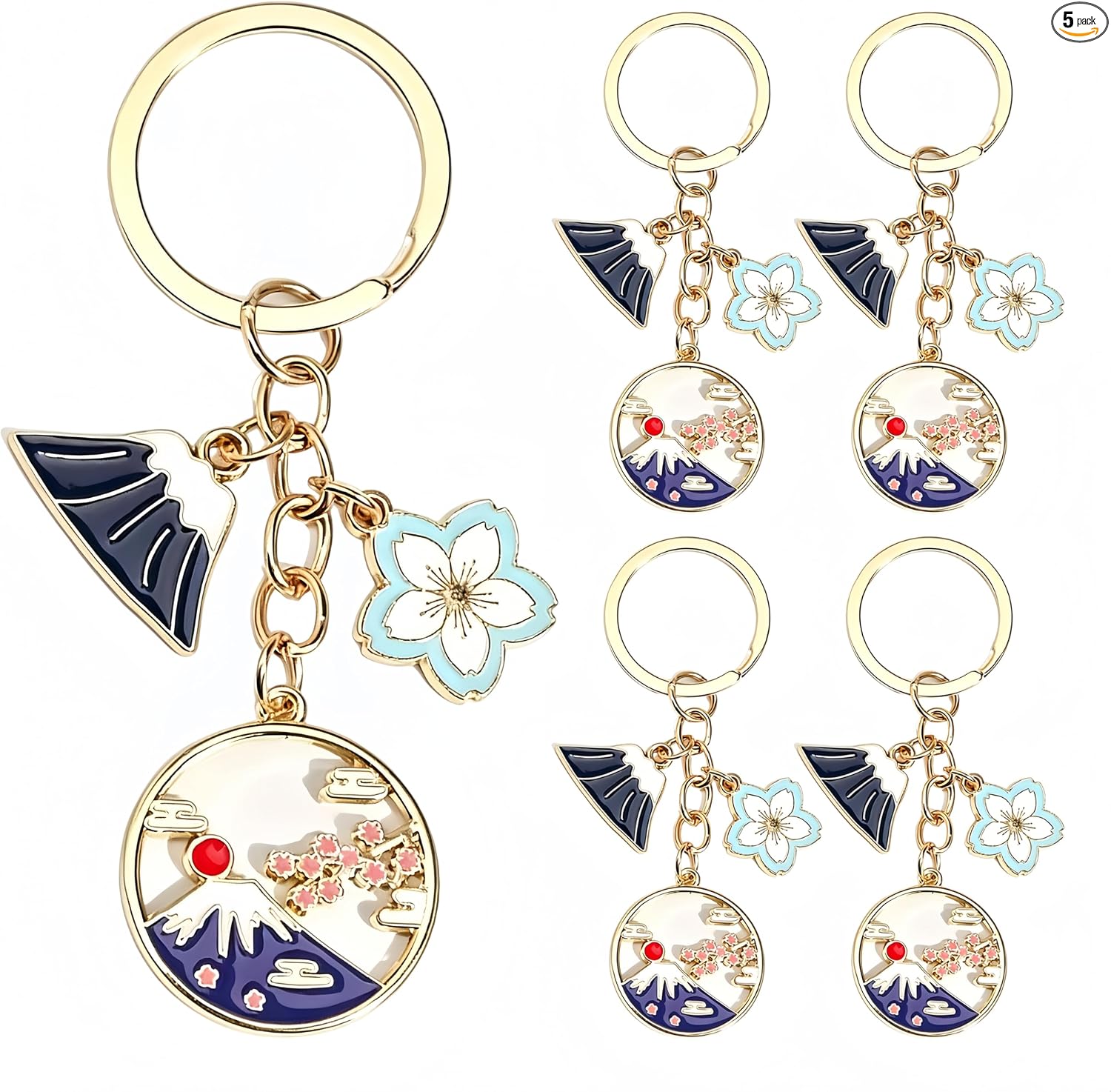[JYANLI] キーホルダー 富士山 桜 風 デザイン 合金製 耐久性 鍵飾り 車用インテリア バッグチャーム ギフト お土産 和風アクセサリー | 鮮やかな色彩、丈夫で耐久性があります，和風デザイン，キーチャーム 京都土産 お土産、卒業祝い、海外旅行の記念品