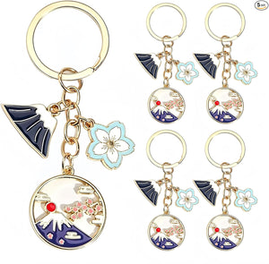 [JYANLI] キーホルダー 富士山 桜 風 デザイン 合金製 耐久性 鍵飾り 車用インテリア バッグチャーム ギフト お土産 和風アクセサリー | 鮮やかな色彩、丈夫で耐久性があります，和風デザイン，キーチャーム 京都土産 お土産、卒業祝い、海外旅行の記念品