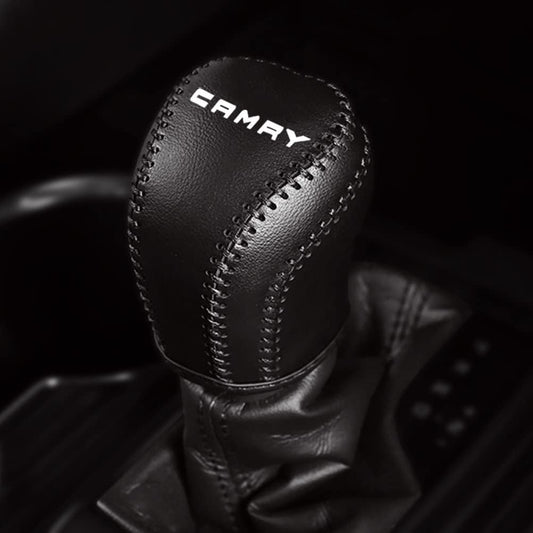 Kayafar Toyota Camry 70 Series Shift Knob Cover for Camry Dedicated Shift Grip Cover Leather Cover Interior Parts CAMRY Emblem Garnish Parts Scratch Prevention for Camry 10th Generation (Black)