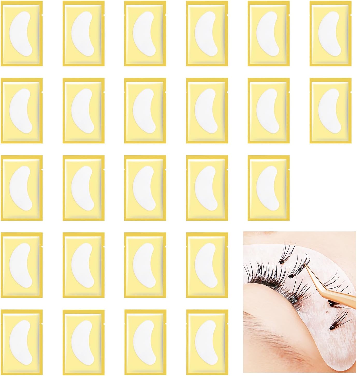 PAVIKE Eye Pads Pack, 50 Pairs/50 Sheets Set, Eye Protective Tape, Eyelash Extension Protection Tape, Disposable Eyepads, Matsutec, Convenient to Use, Beginners, Beauty Salon, Eyelash Extension Supplies (4.3 x 2.8 inches (11 x 7 cm)