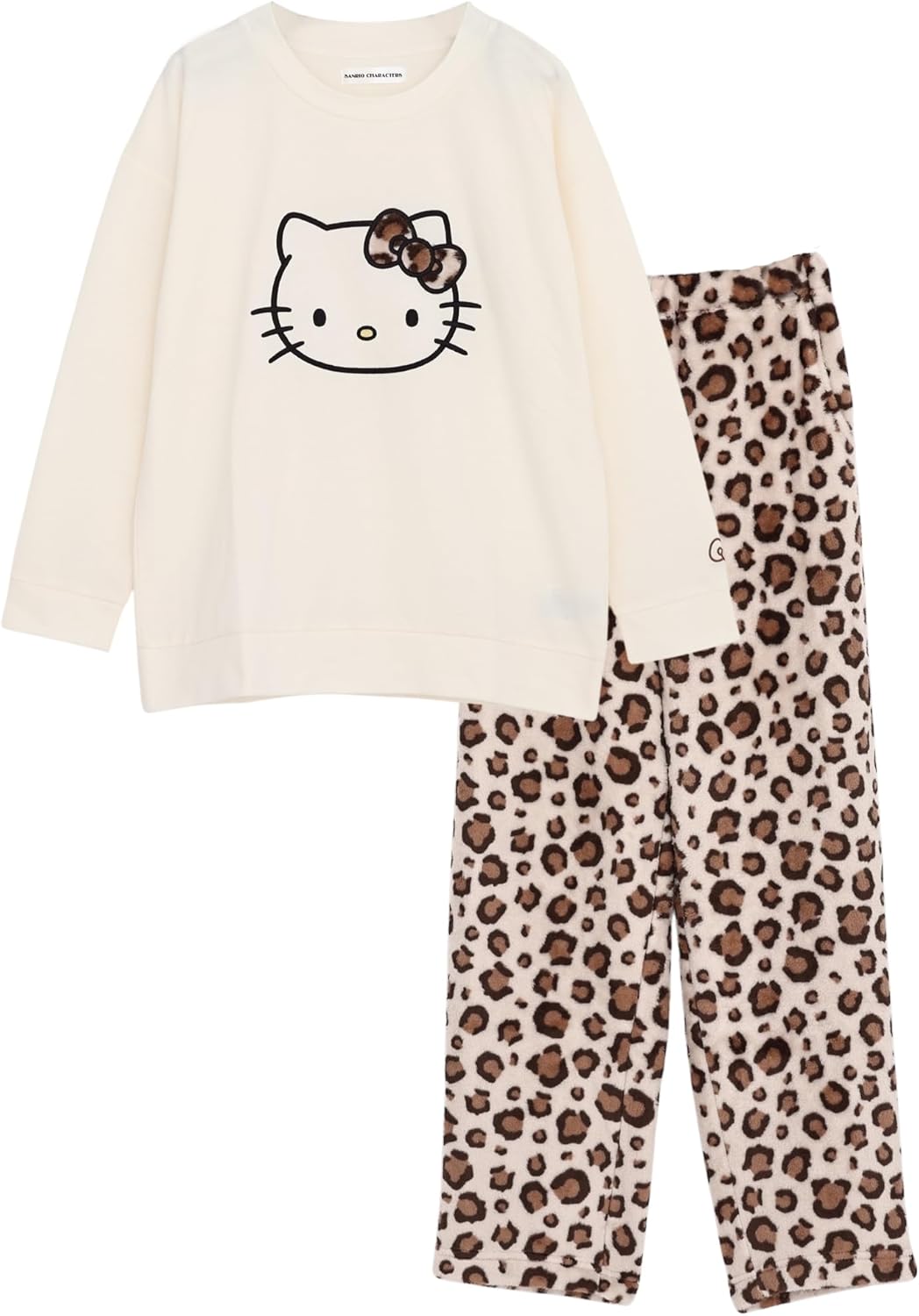 Kaitak Family Sanrio Characters, Chromi, My Melody, Hello Kitty, Women's Loungewear, Pajamas, Long Sleeve, Fleece, Leopard Print, Winter