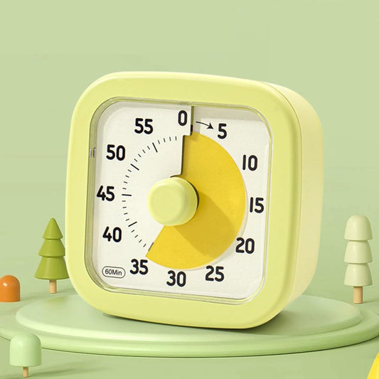 Study Timer - Silent Design 60-Minute Countdown Timer (3.7 x 3.7 x 1.6 inches) with Visual Time Display to Boost Concentration! For Children to Adults (Avocado Green)
