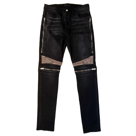 AMIRI 'BLACK/BROWN' BANDANA MOTO JEANS
