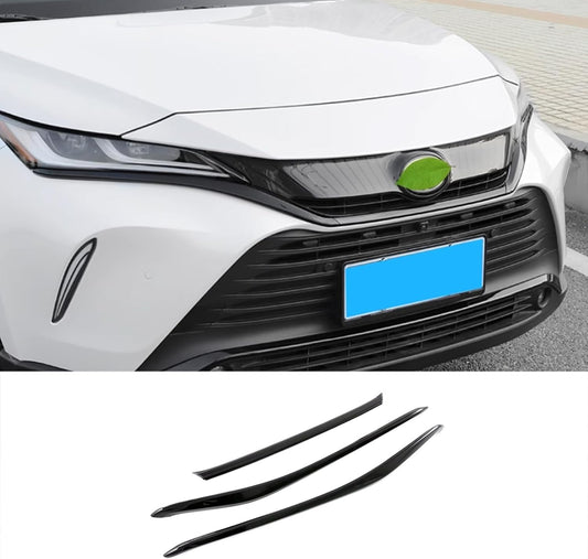 ZUNEIGUNG Toyota Harrier 80 Series Front Garnish, Grill Garnish, Fits Toyota Harrier, Designed Exterior Parts, Accessories, ABS Resin 3 Pieces (Black)
