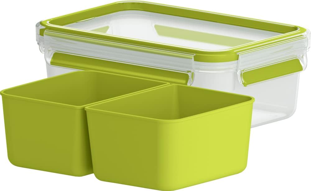 T-fal Storage Container Bento Box 550mL Sealed One-Piece Gasket Structure "Master Seal To Go Lunch Box" with Divider 30-Year Warranty N10724