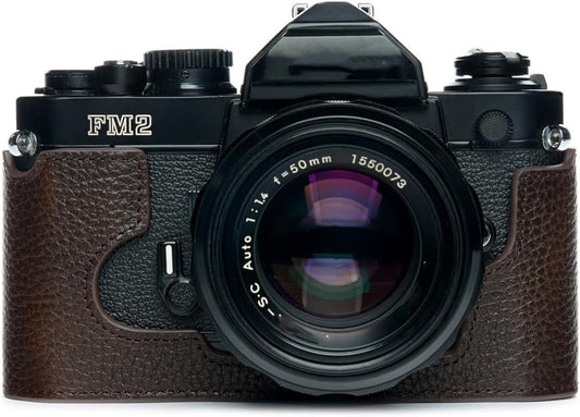 TP Original Nikon FM2 FM FM2n FE FE2 MF-16 Data Bag with Bull Type Genuine Leather Body Case Dark Brown