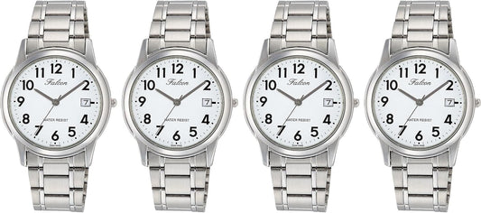 Citizen Q&Q D010-204 Men's Analog Watch, Waterproof, Date, Metal Band, White