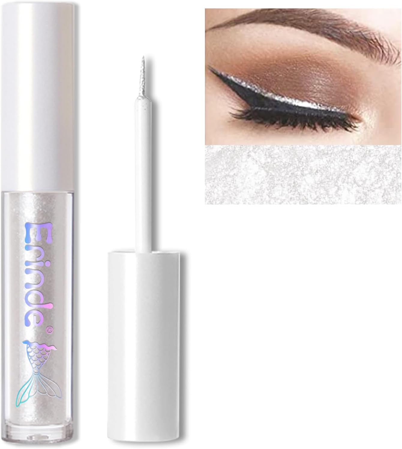 Erinde Liquid Eyeshadow Eyeliner, Teardrop Bag, Glow, Glitter, Large Glitter, No Shedding, Ultra Fine, Starry Sand, Long Lasting, Transparent, Portable, Highly Colorful, Easy to Use, Pearl White