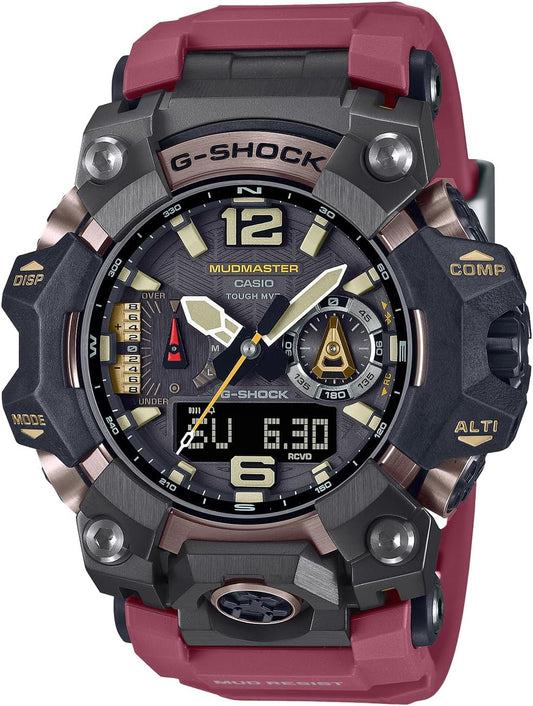 Casio GWG-B1000 MUDMASTER Wristwatch, Equipped with Bluetooth, Radio Solar Biomass Plastic, red, 1 piece