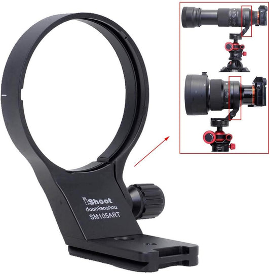 iShoot 82mm Camera Ring Tripod Mount Ring, Lens Support Collar, Lens Bracket Collar, Tripod Socket, Sigma 100-400mm f/5-6.3 DG DN OS & Sigma 105mm f/1.4 DG HSM Art, Bottom Quick Release Plate with 1/4