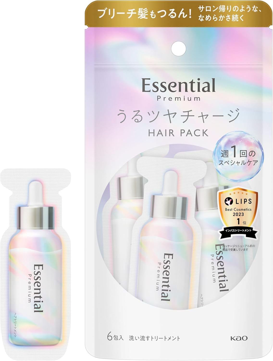 Essential The Beauty Beauty Moisturizing Charge Hair Pack, 0.3 oz (9 g) x 6, Floral Luxe Scent, Hair Barrier Formula