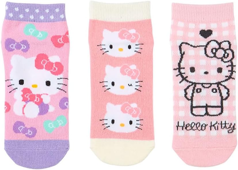 Sanrio 453251 Sanrio Kid's Sneaker Socks, 3 Pairs Set, Socks, 5.1 - 5.9 inches (13 - 15 cm), Hello Kitty, Hello Kitty, Character