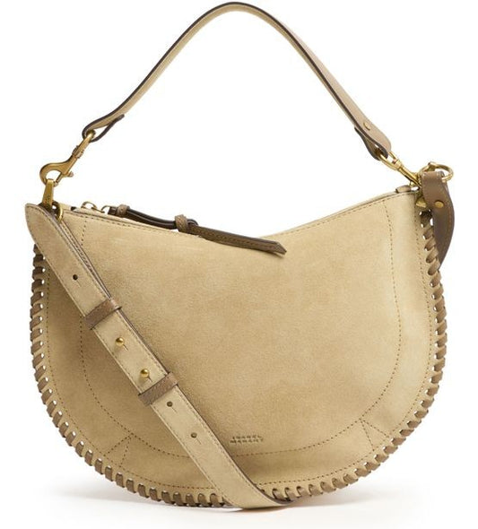 ISABEL MARANT Oskan Soft Zip shoulder bag in suede with braided edges - Image 1