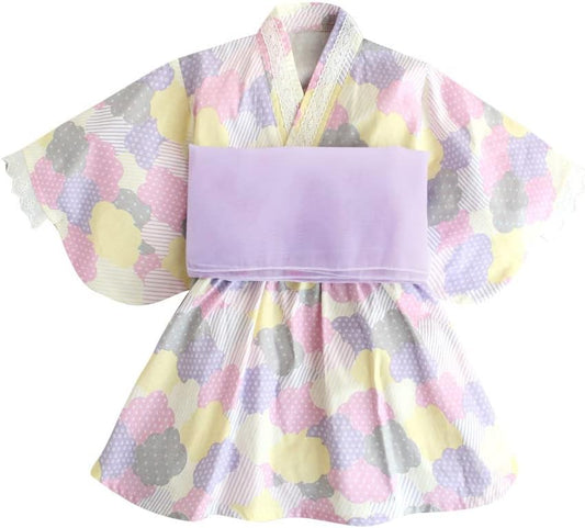 SLINX HF01 Children’s Yukata, Girls, Babies, Kids, Summer Festivals, Kimono, 2-Piece Set, Belt Set, Dress, Includes Obi Belt, Fireworks Festivals