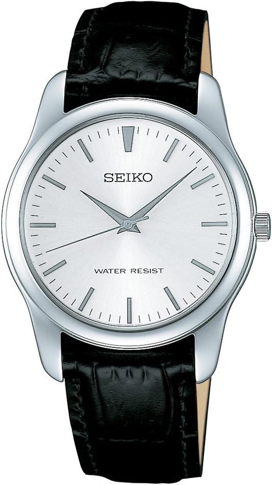 Seiko Selection Men's Quartz Pair, Silver/White/Band: Black (Cow Leather), Belt Type: