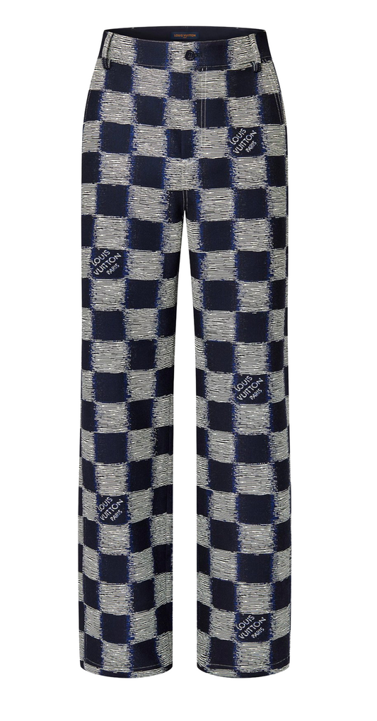 LOUIS VUITTON 'DAMIER' WOOL WORKWEAR PANTS