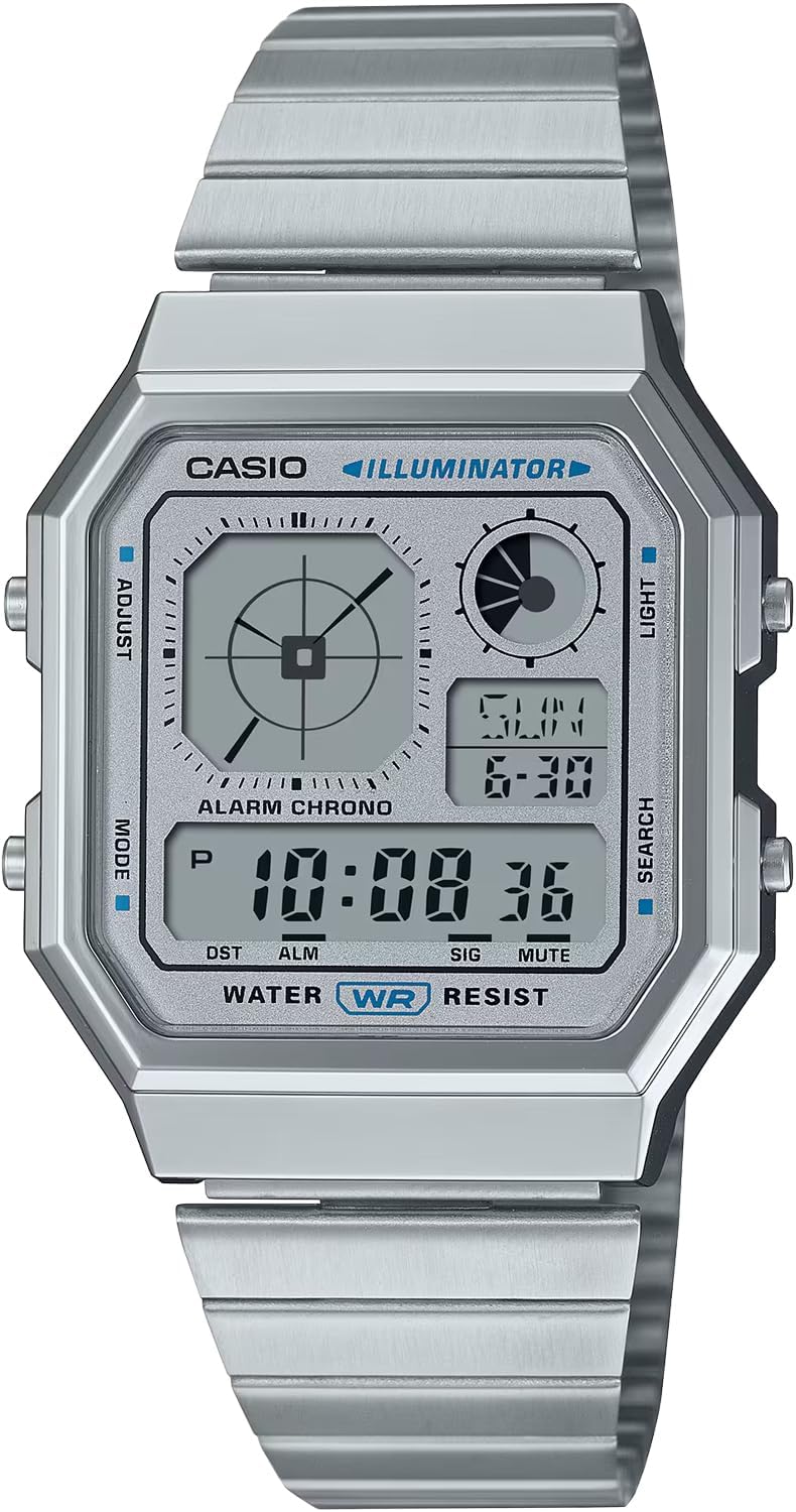 Casio Standard Analog Display Digital Wristwatch, Vintage Series, A130 Series, Unisex, Overseas Model, Silver x Metallic Gray A130WE-7A, Retro