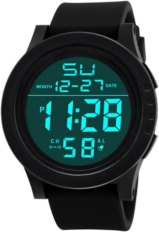 Sports Watch 50M Waterproof Watch Sport Wrist Watch Men Women Kids Digital Watch Alarm Date and Time, Free Size, Acrylic, Quartz Watch & Jewelry Watch & Sport Watch ,