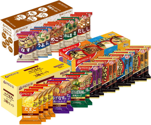 Amano Foods [Set Product] Miso Soup & Soup Assortment 12 Types, 26 Servings Set (5 Types of Normal Miso Soup, 10 Meals, 1 Piece, 4 Types of Luxurious Miso Soup, 8 Meals, 1 Piece, The Umami Soup, 3