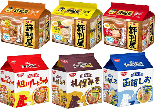 Instant Bag Noodles, 5 Meals, 6 Types, Total 30 Meals, Nissin Ramen-ya-san, Myojo Hyoban-ya, Assorted Set