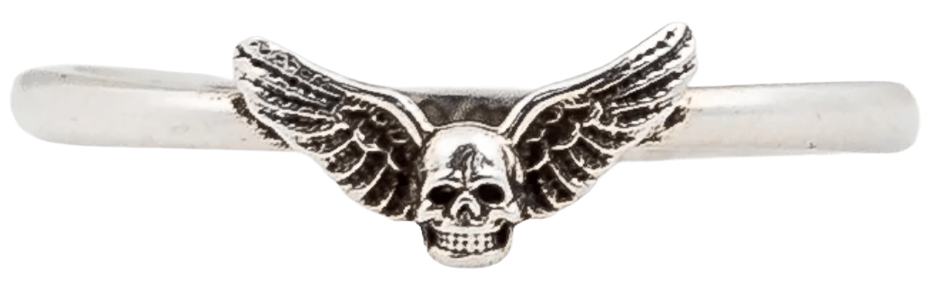 CHROME HEARTS 'FOTI WINGS' SILVER BUBBLEGUM RING