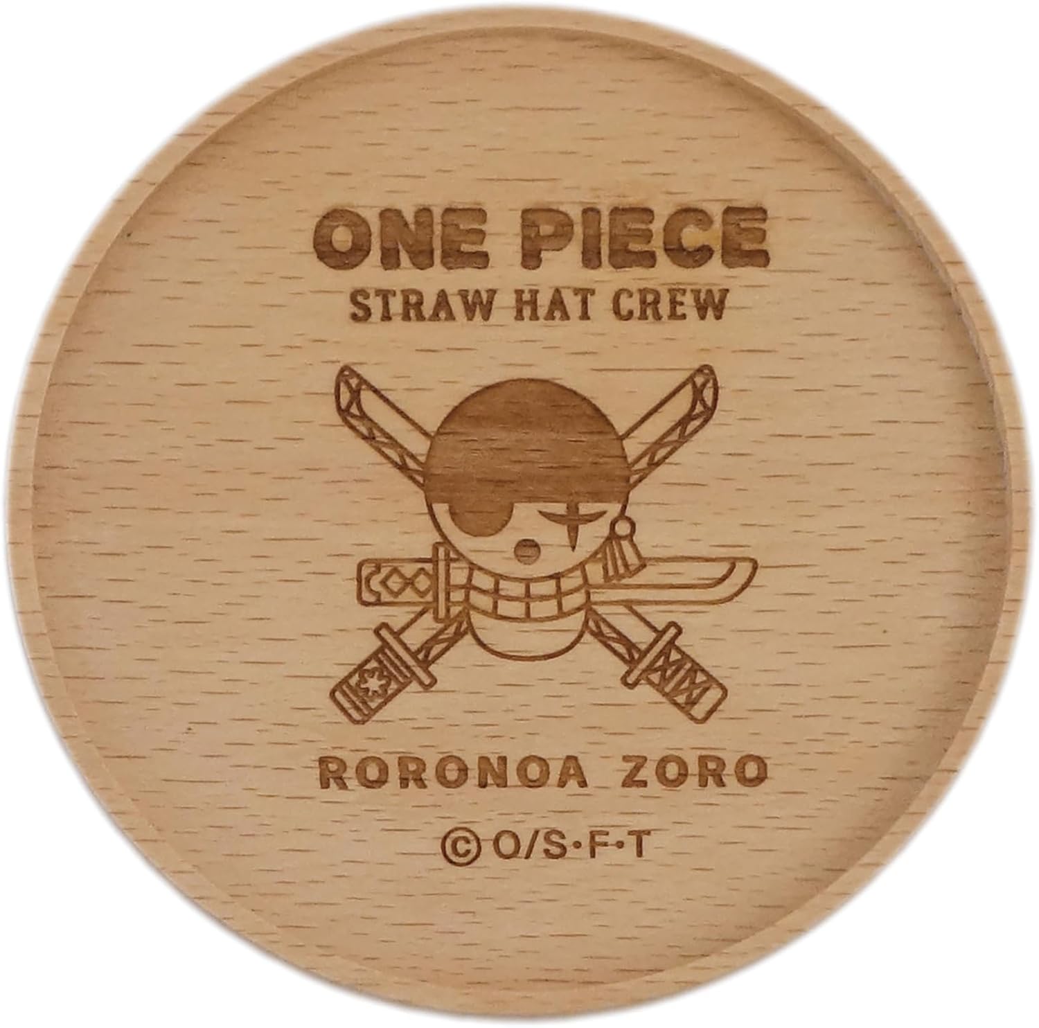 One Piece 125551 Zoro Straw Ichi Wooden Coaster, Approx. 3.5 inches (9 cm)