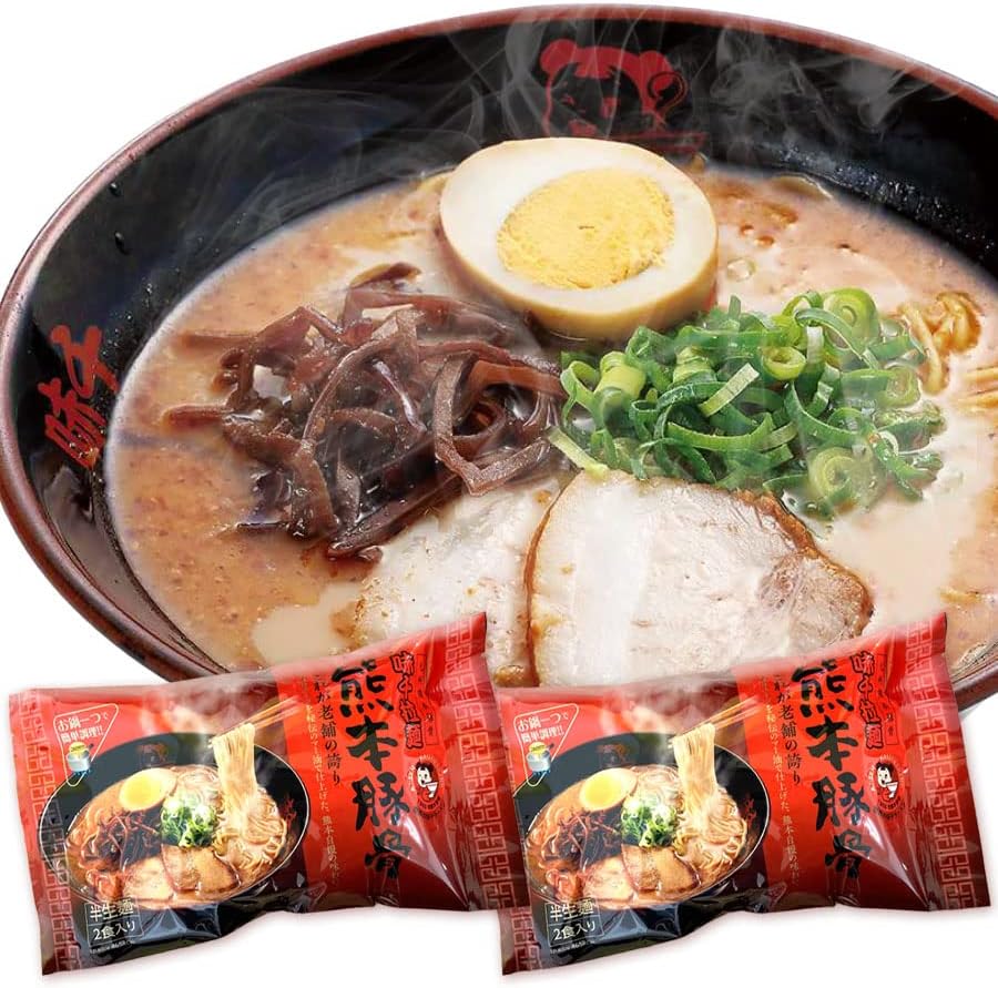 Ajisen Ramen Kumamoto Tonkotsu, 4 Servings, Pork Bone Ramen, Kumamoto Ramen