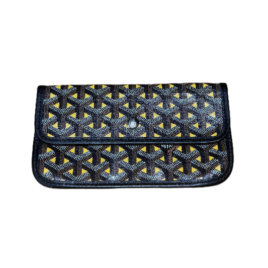 GOYARD 'CLAIRE VOIE CANVAS YELLOW BLACK TAN' POUCH