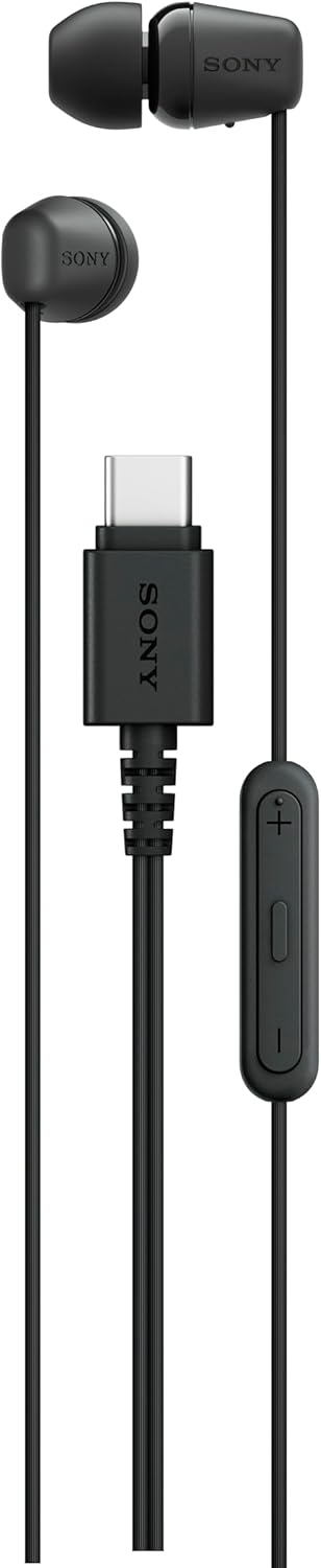 Sony IER-EX15C USB-C Plug Wired In-Ear Headphones for iPhone, Android, Cell Phones, Built-in Multifunction Buttons, Volume and Microphone Control for USB Audio Class 1.0 Devices, Black