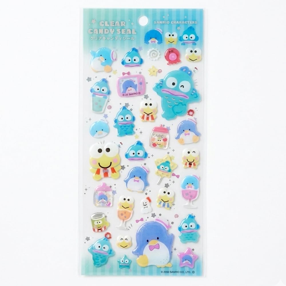 K Company Sanrio Characters Clear Candy Sticker 603021 Hangyodon Kerokero Keroppi Tuxedo Sam