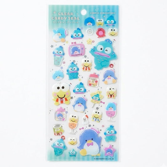 K Company Sanrio Characters Clear Candy Sticker 603021 Hangyodon Kerokero Keroppi Tuxedo Sam