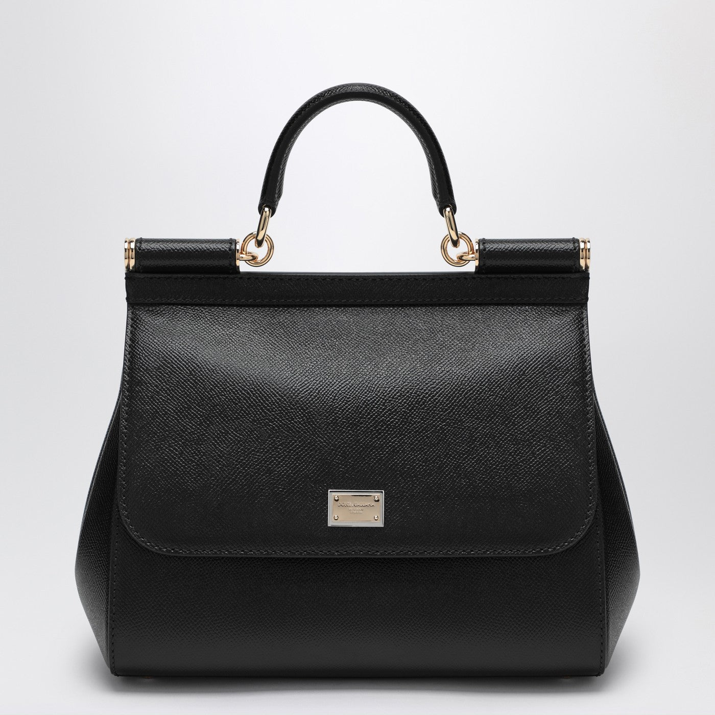 Dolce  Gabbana ドルチェ＆ガッバーナラージブラックシチリアハンドバッグ - Image 1