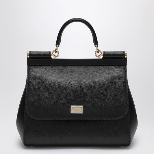 Dolce  Gabbana ドルチェ＆ガッバーナラージブラックシチリアハンドバッグ - Image 1