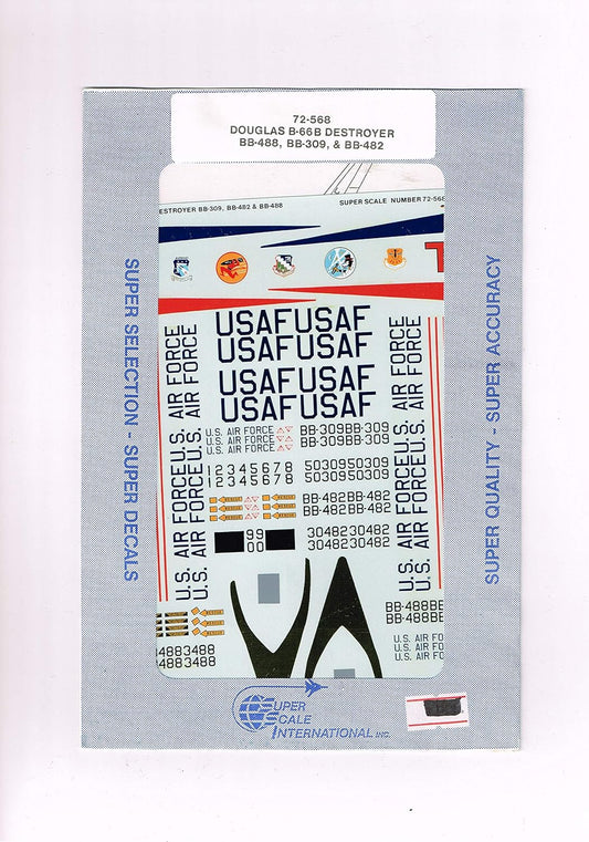 Super Scale 1/72 Douglas B-66B Destroyer BB-488 BB-309 Plastic Model Decal [72-568]